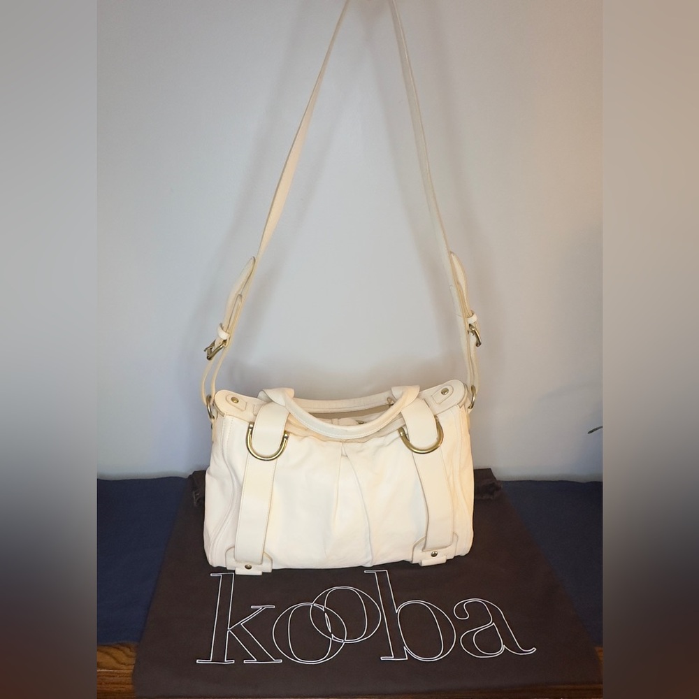 Kooba Leather Tote Satchel in cream Large Size - Picture 6 of 16